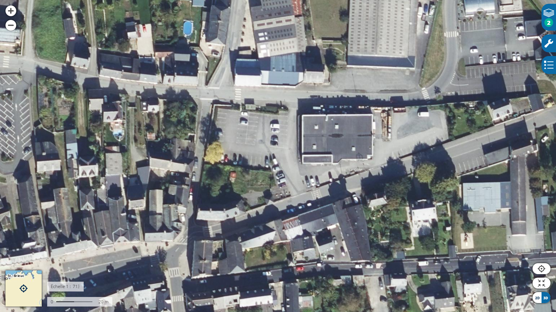 Plan aérien cadastre projet de renouvellement urbain gare de Broons